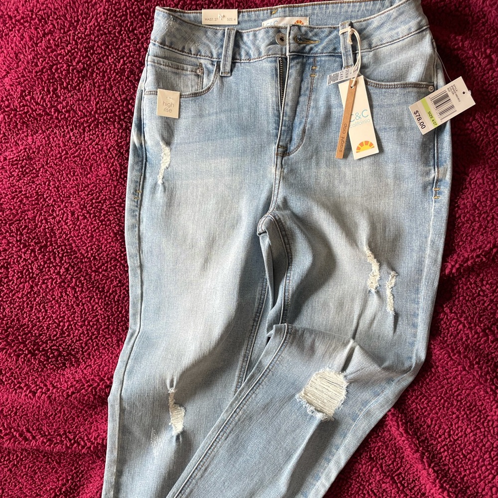 C&C CALI JEANS STRAIGHT CROP HIGH RISE W TAGS